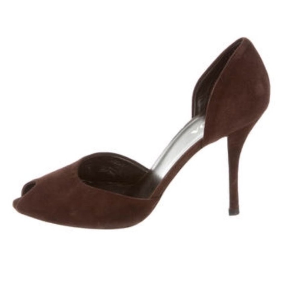 Prada brown suede d’orsay pumps
